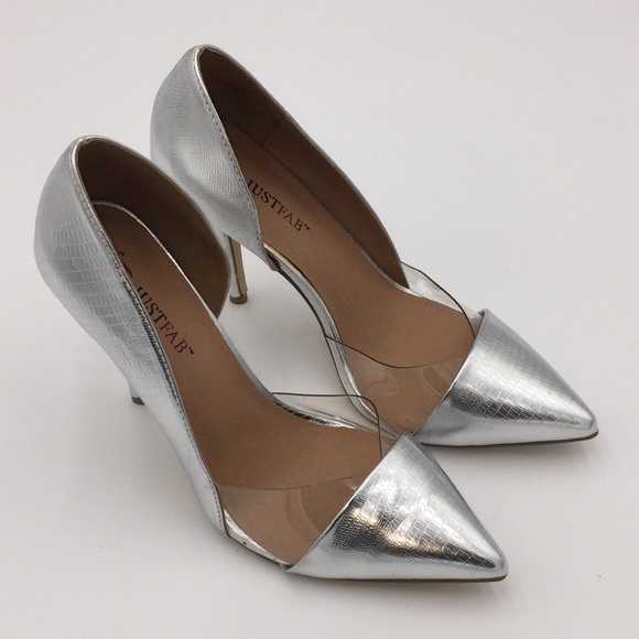 Justfab Teyla Ladies Silver High Heels Pumps Size 6.5 - Picture 8 of 12